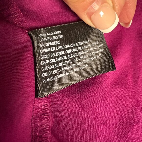 East 5th Blouse Womens Size Large Fuchsia Button-Down Long Sleeve V-Neck Top - Picture 7 of 8